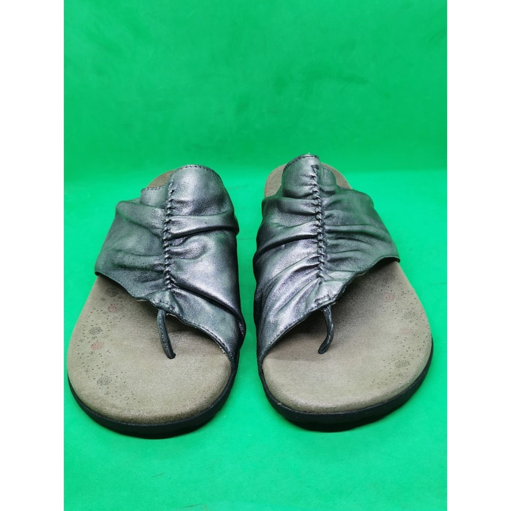 Women's Taos Gift 2 Size 10 Silver Gray Leather Very Comfortable Sandals Slip On - Picture 7 of 16